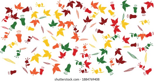 Patrón floral cálido y alegre fondo colorido fresco. Resumen de plantillas artísticas universales creativas. Ideal para carteles, tarjetas, invitaciones, volantes, portadas, banner, carteles, folletos y otros diseños gráficos