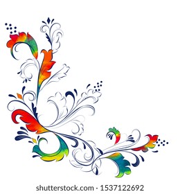 Floral pattern with watercolor elements on a white background.