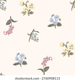 Floral pattern of watercolor print seamless pattern on soft yellow base color 