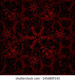 Floral pattern for wedding invitations, greeting cards, scrapbooking, print, manufacturing. Elegant seamless pattern with black, brown and red flowers in watercolor style, design elements. Editable.