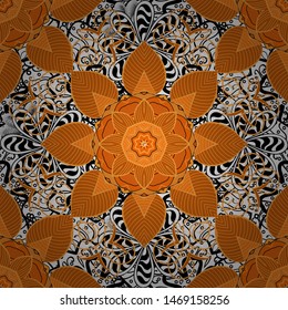 Floral pattern for wedding invitations, greeting cards, scrapbooking, print, gift wrap, manufacturing. Elegant seamless pattern with white, orange, black flowers in watercolor style, design elements.