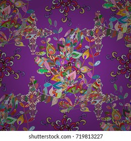 Floral pattern for wedding invitations, greeting cards, scrapbooking, print, gift wrap. Editable. Elegant seamless pattern with violet, pink and neutral flowers in watercolor style, design elements.