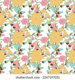 floral pattern with white background, orange and pink flowers pattern background