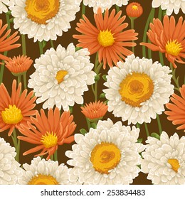 Floral pattern with white and orange flowers 