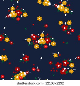 Floral pattern in the wild flowers. Seamless vector texture for fashion prints, wrapping, textile, paper, wallpaper. Flowery background.