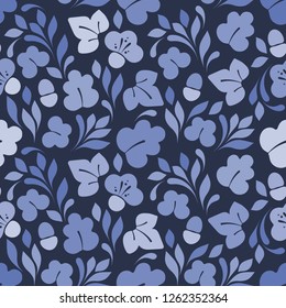 Floral pattern in the wild plants. Seamless vector texture for fashion prints, wrapping, textile, paper, wallpaper,  background.