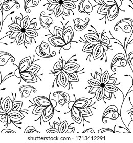Floral pattern. Wildflowers. Seamless pattern on a white isolated background