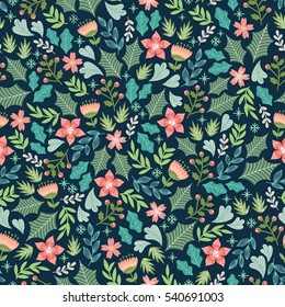 floral pattern with winter signs