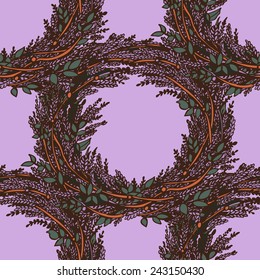 Floral pattern with wreaths. Hand-drawing. Vector illustration. Illustration for greeting cards, invitations, and other printing projects.