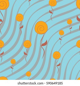 floral pattern with yellow roses on blue background