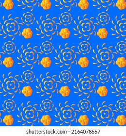 floral pattern in yellow-blue colors. ukrainian flag colors. good for print for fabric and decorative backgrounds