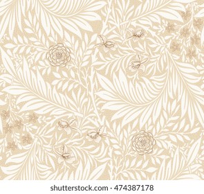Floral pattern for your design. Modern fabric design pattern. Desktop wallpaper. Background. Illustration. Modern seamless pattern for interior decoration, wrapping paper, graphic design and textile.