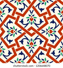 Floral pattern for your design. Traditional Turkish – Ottoman seamless ornament. Iznik. Vector background