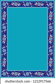 Floral pattern for your design. Traditional Turkish – Ottoman frame. Iznik. Vector background.