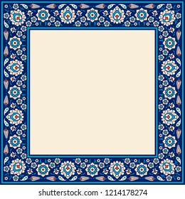 Floral Pattern For Your Design. Traditional Turkish – Ottoman Frame. Iznik. Vector Background.