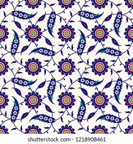 Floral pattern for your design. Traditional Turkish – Ottoman seamless ornament. Iznik. Vector background.
