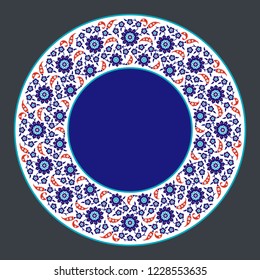 Floral pattern for your design. Traditional Turkish – Ottoman frame. Iznik. Vector background.