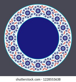 Floral pattern for your design. Traditional Turkish – Ottoman frame. Iznik. Vector background.