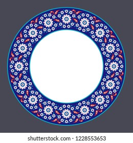 Floral pattern for your design. Traditional Turkish – Ottoman frame. Iznik. Vector background.