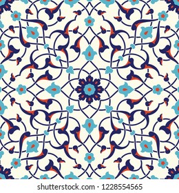 Floral pattern for your design. Traditional Turkish – Ottoman seamless ornament. Iznik. Vector background.