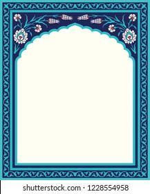 Floral Pattern For Your Design. Traditional Turkish – Ottoman Frame. Iznik. Vector Background.