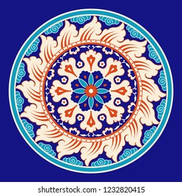 Floral pattern for your design. Traditional Turkish – Ottoman frame. Iznik. Vector 