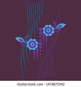Floral pattern_ Blue and purple