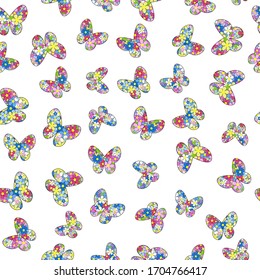 Floral patterned butterflies seamless pattern