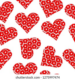 Floral patterned heart seamless background