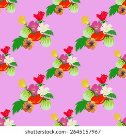 Padrão floral, plano de fundo rosa, flores tropicais, design sem costura, impressão botânica