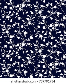 Floral pattern.Printing with small white flowers. Seamless vector texture. 