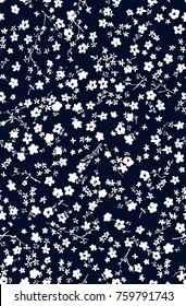 Floral pattern.Printing with small white flowers. Seamless vector texture. 