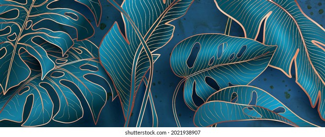 Blumenmuster in Blau- und Serpentine-Metallic-Farben auf der Rückseite für die Innendekoration und Banner.