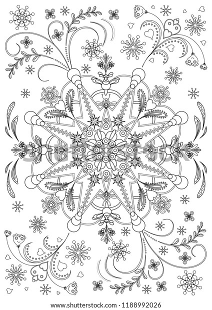 Floral Patterns Coloring Pages Adults Soothing Stock Vector