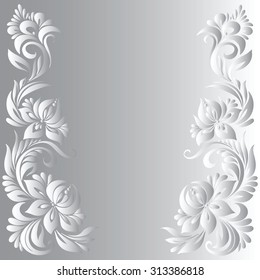 Floral patterns for design, delicate frame with flowers, winter white tracery