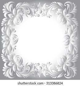 Floral patterns for design, delicate frame with flowers, winter white tracery