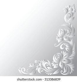 Floral patterns for design, delicate frame with flowers, winter white tracery