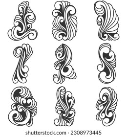 Floral patterns for design isolated on white