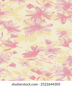  floral patterns with flowers and leaves. Vector seamless backgrounds.