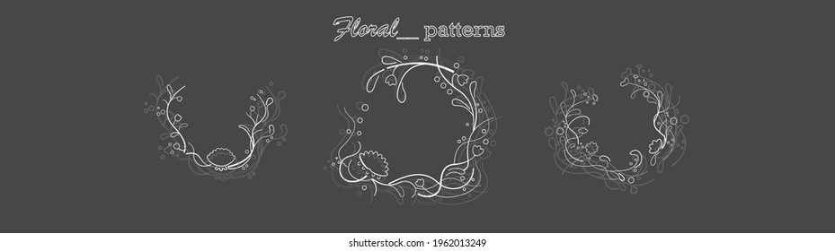 Floral patterns for invitations, cards, and decorative contours.