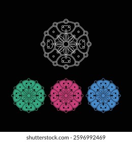 floral patterns kids Mandala Coloring Book, wall art, tile design vector art illustrations.