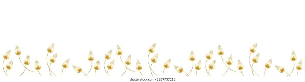 Floral patterns with leaves. Elegant gradient gold flowers and leaf pattern on white background. Luxury background with abstract golden leaves. Vector EPS 10