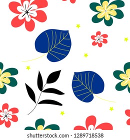 Floral patterns and leaves on a abstract background