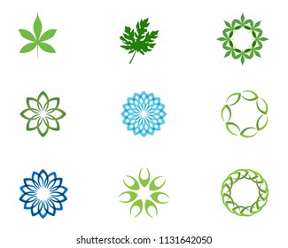 floral patterns logo and symbols on a white background