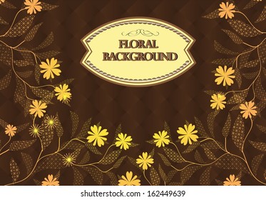 Floral patterns on a brown background. vector
