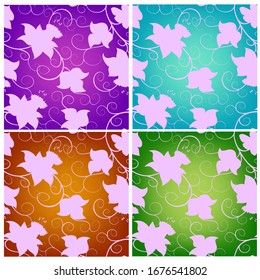 Floral patterns on colored backgrounds.Set of patterns with floral patterns.