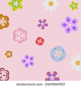 Floral patterns on a soft pink background.Vector illustration.