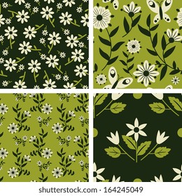 Floral patterns set with white flowers