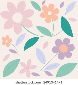 Floral patterns in soft colors,  Pastel tone floral patterns