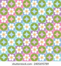 patrones florales en cuadrados para fondos, papel pintado, tela, envoltura, etc.